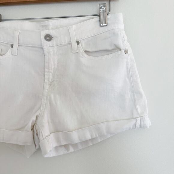 7 For All Mankind Rolled Hem Shorts White - Picture 3 of 11